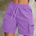 thumbnail image 3 of Cutuoiiu Trendy Casual Women's Loose Solid Color Elastic Waist Drawstring Cargo Shorts with Zipper Pockets for Summer Streetwear and Daily Wear Gifts, 3 of 6