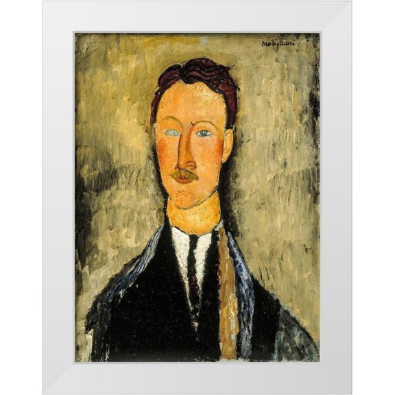 Modigliani, Amedeo 11x14 White Modern Wood Framed Museum Art Print Titled - Portrait of the Artist Leopold Survage, 1918