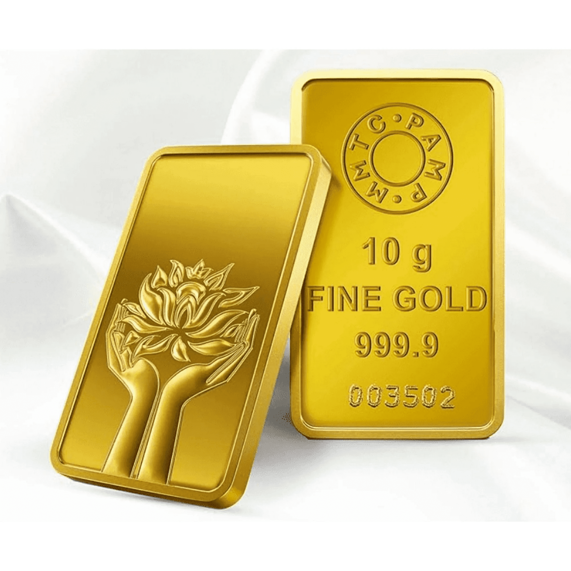Pamp MMTC Lotus 10 Gram Gold Bar - Large Card Assay