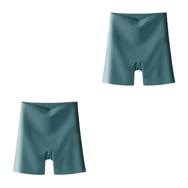 Minnieouse Pantalones de seguridad de seda de cintura alta Pantalones cortos transpirables debajo de la Medias de verano Bragas push up Verde L(100-120 kg) 2piezas