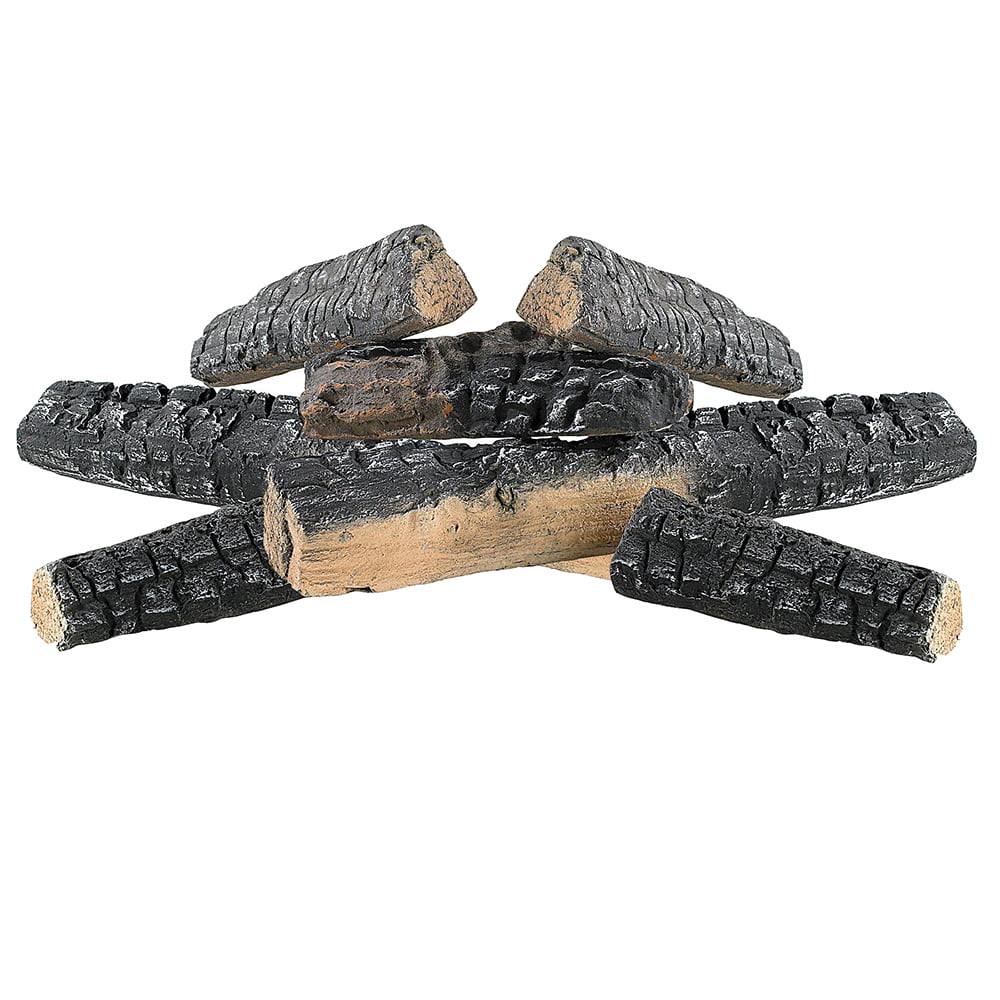 Regal Flame 8 Piece Set Ceramic Wood Medium Gas Fireplace Logs Logs for All Types of Indoor, Gas Inserts, Ventless & Vent Free