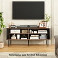 thumbnail image 6 of VEANERWOOD 63" TV Stand for 70" TV, Wood Entertainment Center with Storage and Shelves, 2 Sliding Tambour Doors, Mid-Century Modern,Black, 6 of 9