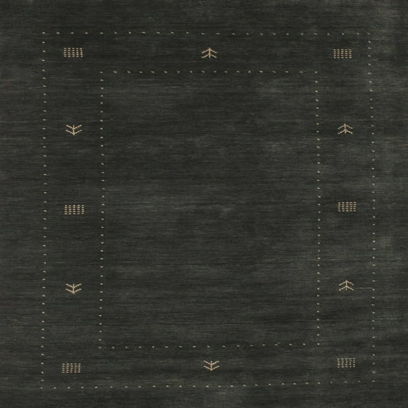 Ahgly Company Indoor Square Contemporary Charcoal Black Abstract Area Rugs, 3' Square