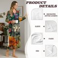 thumbnail image 5 of DISNIMO Cat Sunflower Print Women Nightgowns Long Sleeve Sleepwear Comfy V Neck Nightshirts Button Front Sleepshirts Full Length Night Gowns, S, 5 of 8