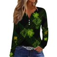 thumbnail image 2 of St.Patrick's Day T-shirt Women - Irish Lucky Clover 3/4 Sleeve Shirt, Fashion Shamrock Green Shirt, Costume for St.Patrick's Day|Style ETurquoiseL, 2 of 5