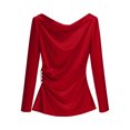 thumbnail image 2 of HongQid Womens Dressy Casual Blouses Satin Long Sleeve Shirts Pleated Business Tops Trendy Spring Fall Outfits, 2 of 6