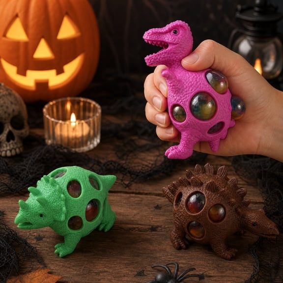 Dinosaur Squeeze Stress Ball Fidget Toy, Random Single Color Dino Sensory Toy, Stress Relief Party Favor for Adults
