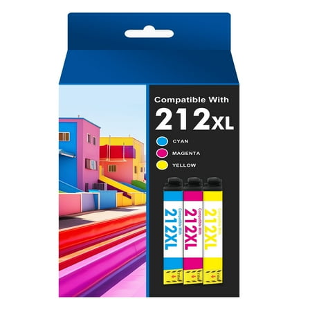 3 Pack 212XL Ink Cartridges Use With WorkForce WF-2850 WF-2830 Expression Home XP-4100 XP-4105 Compatible for Epson 212 212XL Printer Ink (Cyan, Magenta, Yellow)