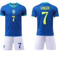 thumbnail image 1 of Camiseta deportiva de moda de fútbol de la selección brasileña de la Copa América 2024 para hombres y niños, número 7, Vini Jr., azul, talla S: S, 1 of 4
