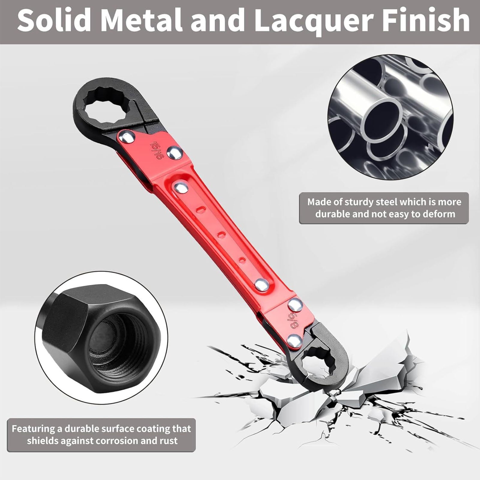 NFTIGB Angle Stop Wrench Set Dual Action Adjustable Jaw Steel Plumbing Tools Plumber Spanner Double Ended Pipe Wrench for Installation (10.63 inches / 27 cm)