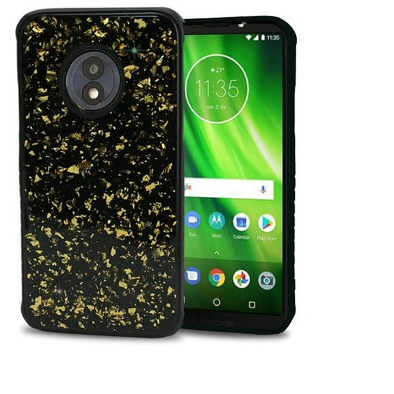 GSA Frozen Gold Glitter Hybrid Case For Motorola Moto G6 Play - Black