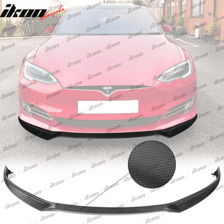 Compatible With 17 19 Tesla Model S Ikon Style Front Bumper Lip Spoiler Matte Carbon Fiber