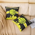 thumbnail image 2 of Boys Basketball Throw Pillow Covers 20x20 Inch Set of 2 Kids Sport Pillow Covers, Basketball Game Cushion Covers for Teens Men Teenage, Yellow Black Cushion Cases Bedroom Decor, 2 of 6