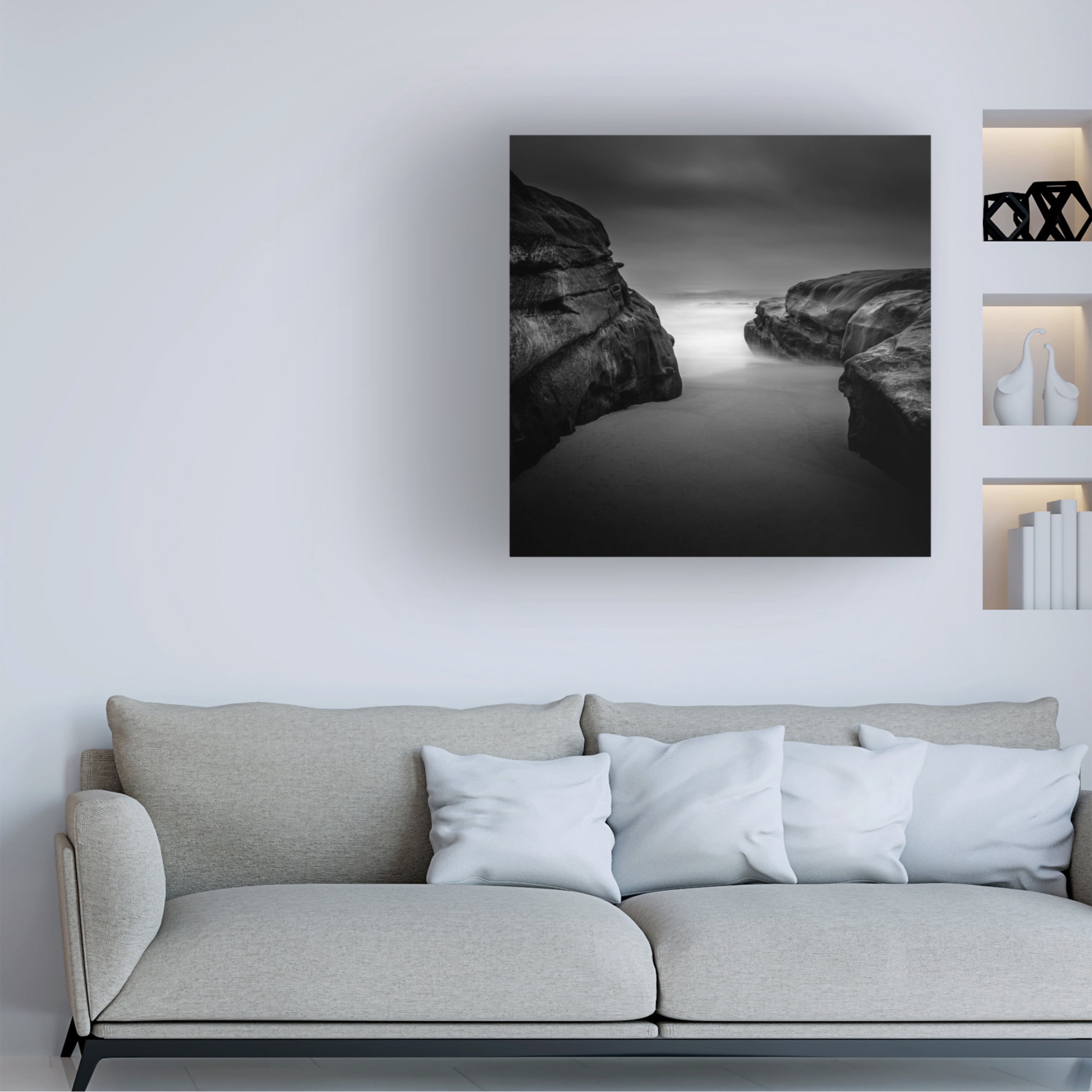 Canvas Wall Art - Yi Fan 'Gateway To The Sea' Wall Art for Living Room, Bedroom, or Office Décor by Trademark Fine Art - 14 x 14 Inches