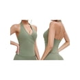 thumbnail image 3 of Women Halter Tank Tops Double Lined Basic Shirts Backless Y2K Trendy Going Out Tops Green M, 3 of 7