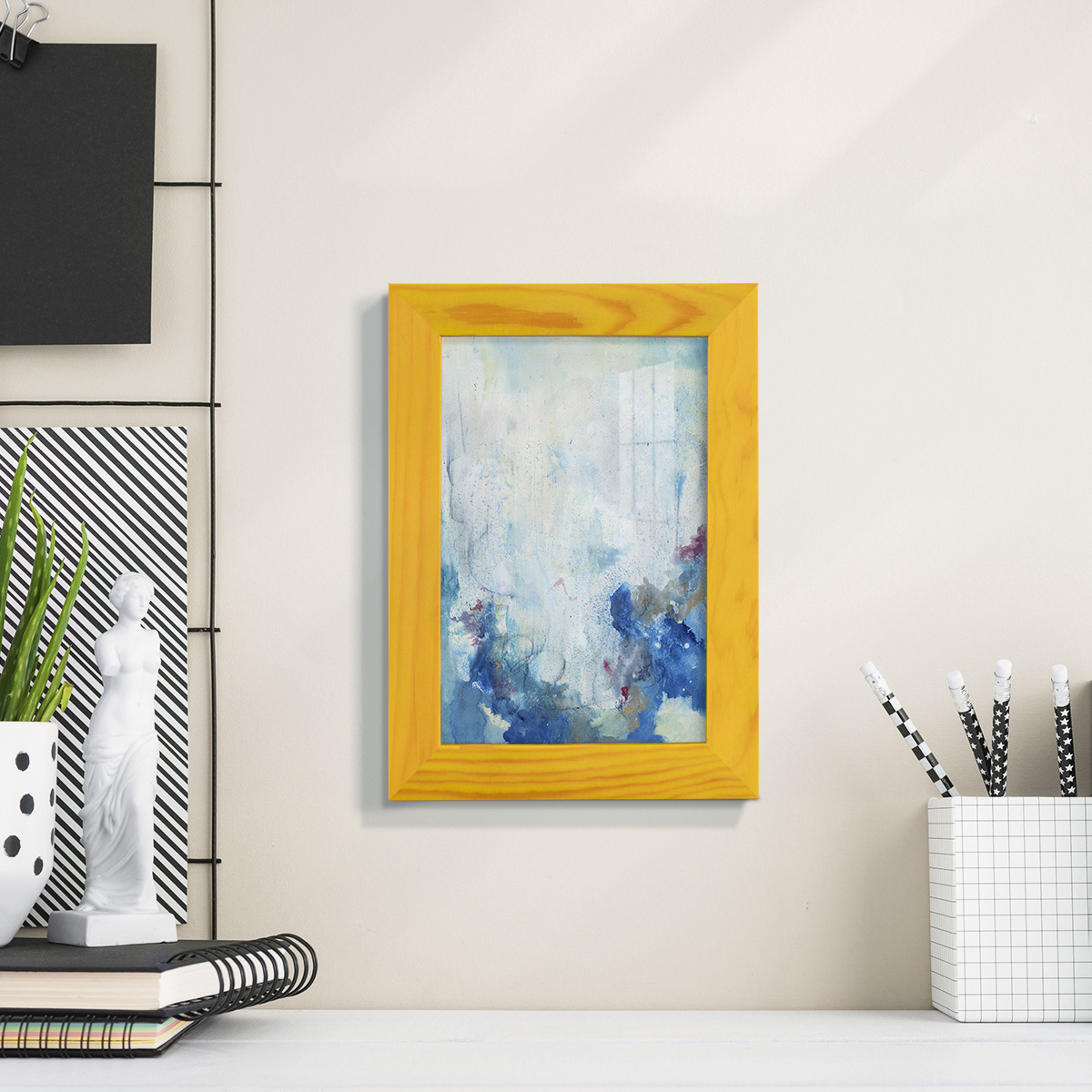 In the Mist II - Framed Print w/glass - Sunflower Yellow