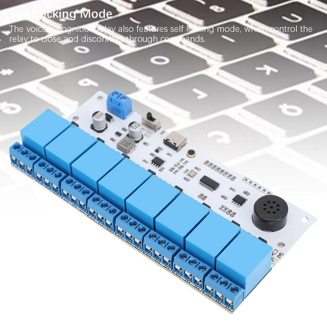 Relais de Reconnaissance Vocale, Puce de Reconnaissance Vocale hors Ligne US516P6, Interface Type C, Prise de Câblage à Vis de 5,08mm, Mode Autobloquant, LED, Relais Audio pour Appareil Intelligent