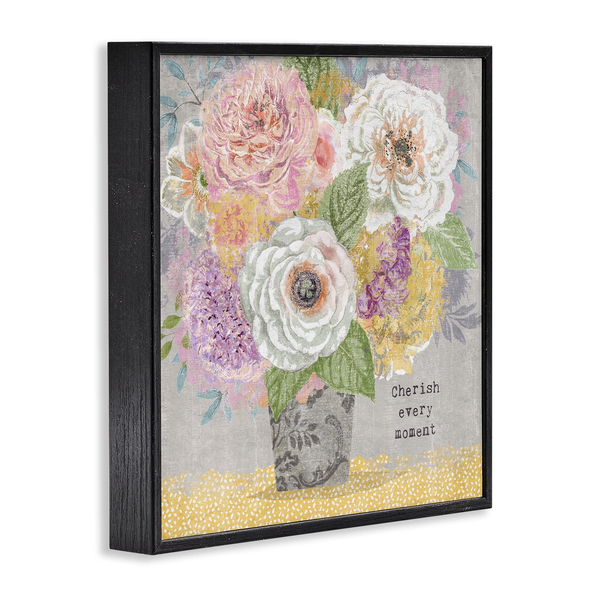 Stupell Industries Cherish Every Moment Inspiration Black Framed Giclee Art, design by Suzanne Nicoll