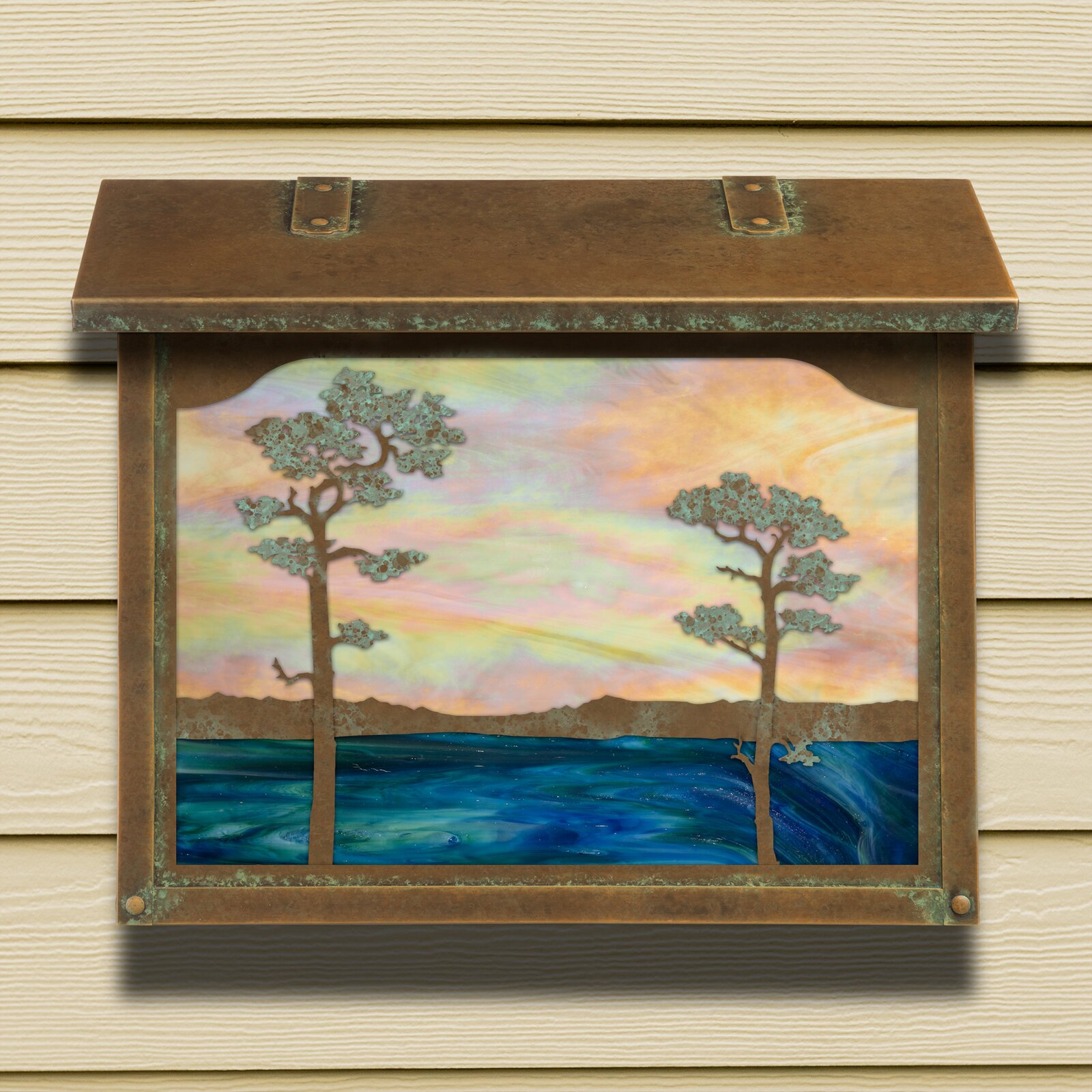Pritchard Wall Mounted Mailbox, Rain Overhang, Wall Mount