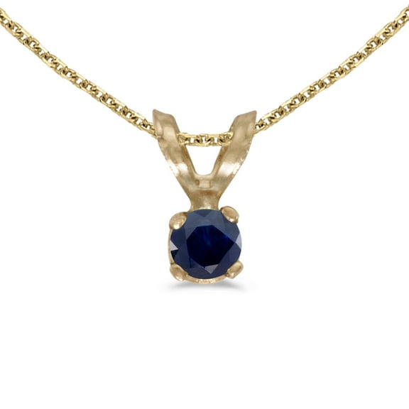 14k Yellow Gold Round Sapphire Pendant with 18" Chain