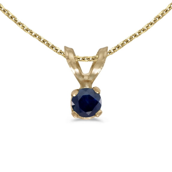 10k Yellow Gold Round Sapphire Pendant with 16" Chain