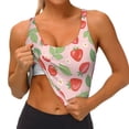 thumbnail image 3 of Gukieu Strawberry Floral Print Women's Sports Vest, Low-neck U-shaped Removable Pad Sports Bra for Yoga, Exercise, Dance-X-Large, 3 of 8