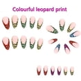thumbnail image 2 of Press on Nails Medium Cute Rainbow Design Nails Glossy Acrylic Reusable Fake Nails Red Blue Yellow Green Purple Leopard Print French Tip Glitter Stick on Nails for Women, 2 of 4