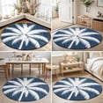 thumbnail image 5 of Dark Blue Palm Tree Round Living Room Rugs 8 ft, Summer Country Vintage Tropical Coastal Tree Leaf Washable Large Area Rug with Non-Slip Sturdy Edge Binding Round Carpet for Dining Room Kitchen, 5 of 9