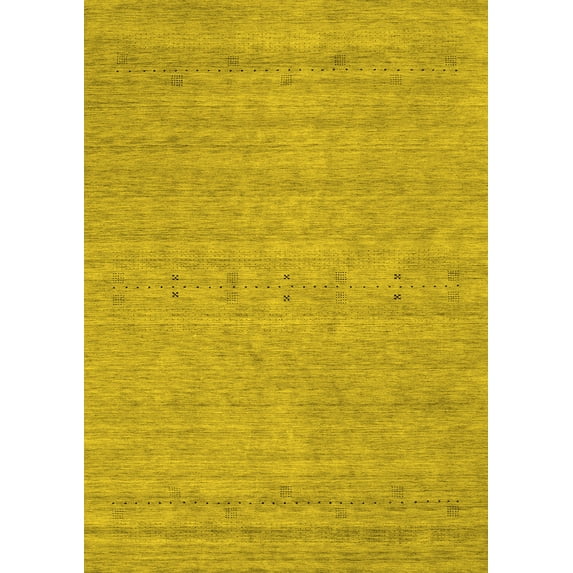 Ahgly Company Machine Washable Indoor Rectangle Abstract Yellow Contemporary Area Rugs, 8' x 12'