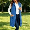 thumbnail image 2 of Diufon Womens Long Zip Up Hoodies Sleeveless Drawstring Hooded Sweatshirt Jackets Fall Winter Warm Waistcoat with Pockets, 2 of 8