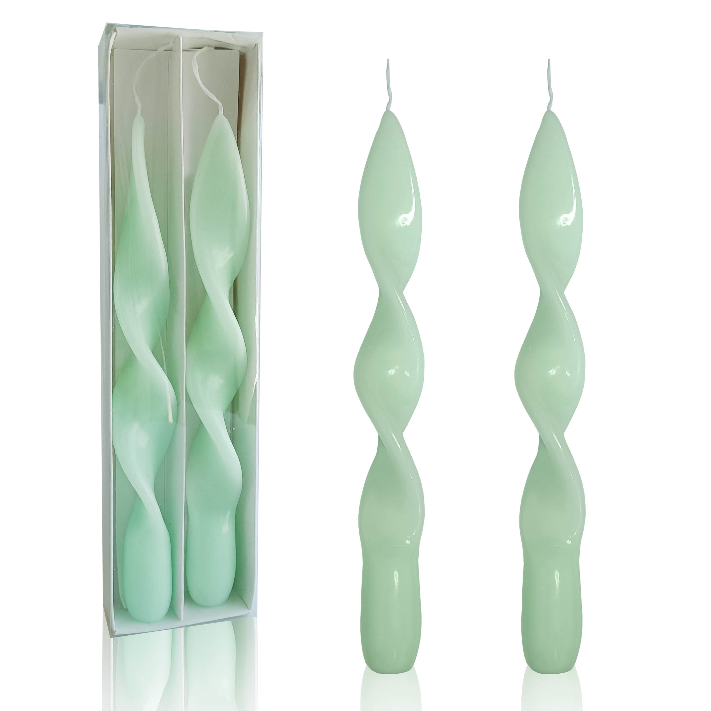 Green Taper Candles Set of 2 8.8 inch Candles Sticks