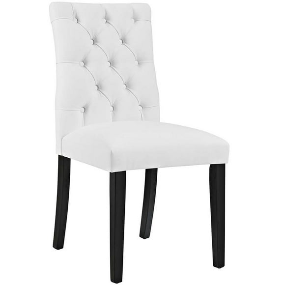Modway Duchess 21" Modern Button Tufted Vegan Leather Dining Chair in White