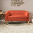 thumbnail image 3 of GDF Studio Brony Muted Orange Fabric Mid Century Modern Loveseat, 3 of 11