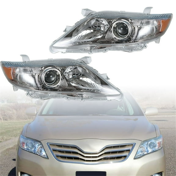 LABLT Chrome Black Frame Left & Right Front Projector Headlights Lights Lamps Driver & Passenger Side for 2010-11 Toyota Camry 4-Door Sedan