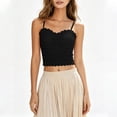 thumbnail image 2 of ATOYSOY Cropped Lace Camisole Tank Tops for Women Summer Sleeveless Built in Bra Solid Color Breath Going Out Tops Scalloped Casual Party Crop Top Beige, 2 of 6