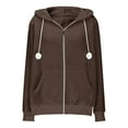 thumbnail image 6 of yoeyez Fleece Fuzzy Hoodie Women Full Zip Up Fall Lightweight Jacket with Hood Long Sleeve Soft Warm Hoodies Sweatshirts Coats Brown,XXL, 6 of 7