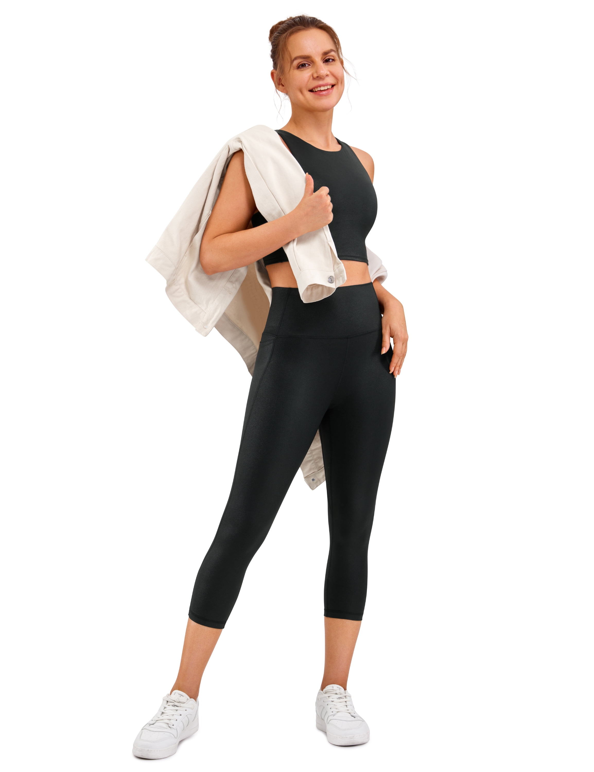 CRZ YOGA Womens Butterluxe Workout Capri Leggings with Pockets 21 Inches