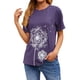 thumbnail image 2 of Minnieouse Camisa de manga corta con estampado de de león y cuello para mujer Prendas para la parte del cuerpo púrpura M Minnieouse AP002414-22, 2 of 6