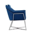 thumbnail image 4 of Origami Modern Geometric Blue Velvet Upholstered Stainless Steel Accent Chair, 4 of 5