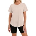 thumbnail image 7 of Quick-Dry Athletic T-Shirt for Women - Lightweight Short Sleeve Crew Neck Top, Moisture-Wicking Workout & Running Shirt Beige L, 7 of 7
