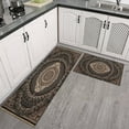 thumbnail image 3 of Kitchen Rugs and Mats Non Skid Washable Dark Brown Patterned Bohemia Kitchen Mat and Rug Set,Floor Cushion Waterproof Rug,Rubber Backed Area Rugs for Kitchen Laundry, 3 of 7
