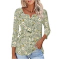 thumbnail image 1 of Chandail à Capuche Oversize pour Femmes, Chandail à Manches 3/4, Col en V, Mode Imprimée, Haut Décontracté Ample, T-Shirt, Chandail en Molleton Col Rond, Grande Taille, Multicolore, 1 of 5