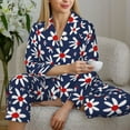 thumbnail image 6 of Honeii Daisy Flowers print Women's Pajama Sets Long Sleeve Button Down Sleepwear Nightwear Soft Pjs Lounge Sets-XX-Large, 6 of 7