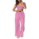 thumbnail image 3 of Conjuntos Casuales de Dos Piezas para Mujer, Camiseta Sin Mangas con Cuello en V y Cintura Elástica, Chándal de Verano con Bolsillo. Rosa M, 3 of 9