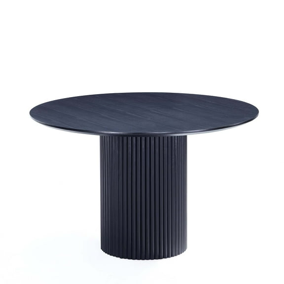 Manhattan Comfort Hathaway 47.24 Solid Wood Round Dining Table in Black