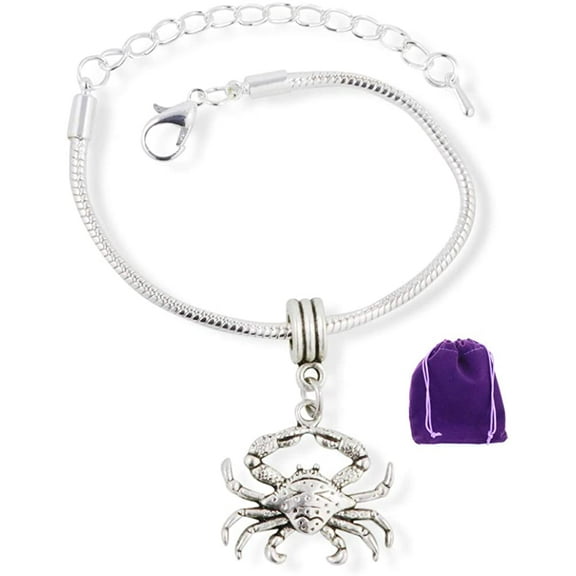 Crab with dots on shell and 2 eyes Snake Chain Charm Bracelet