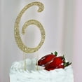 thumbnail image 2 of BalsaCircle Number 6 Cake Topper 4.5" Gold Rhinestone Personalized Wedding Party Monogram Decorations, 2 of 4
