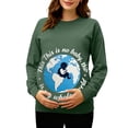 thumbnail image 2 of RKSTN Women's Maternity Sweatshirts Oversized Pregnancy Graphic Print Long Sleeve T Shirts Womens Casual Solid Plus Size Round Neck Loose Fits Comfy Funny Printed Pullover Hoodless Sweatshirt Tops, 2 of 7
