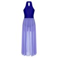 thumbnail image 5 of Aislor Women's Lyrical Dance Modern Sleeveless Color Block Mesh Tulle Flowy Maxi Dress Blue L, 5 of 7