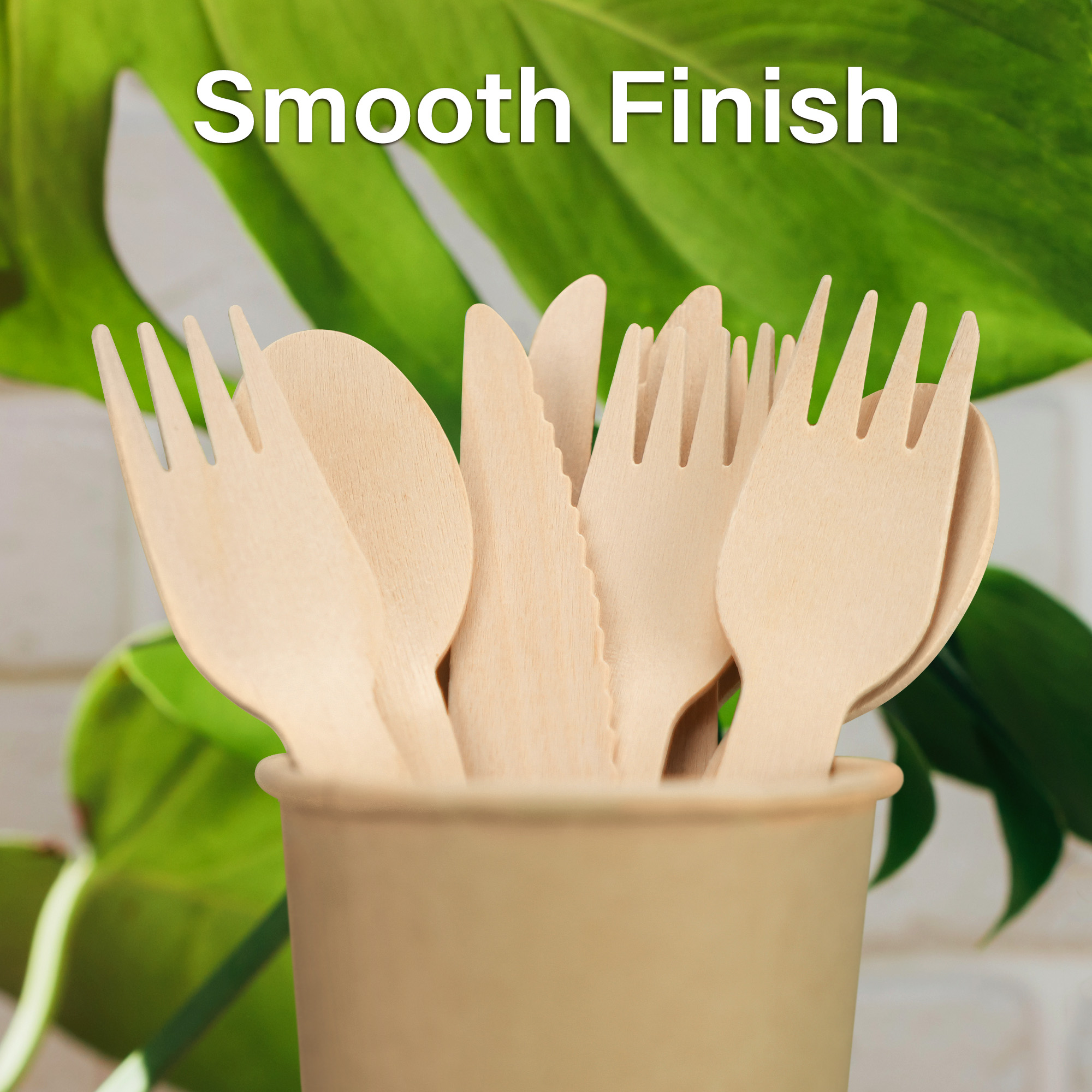 LotFancy Wooden Disposable Cutlery Set, 200-Piece photo 4